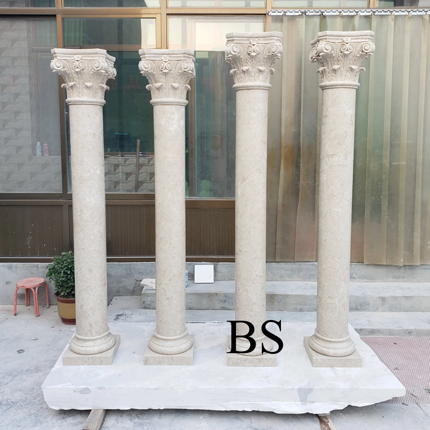 Hand Carved Stone Column Marble Roman Pilar Sculpture