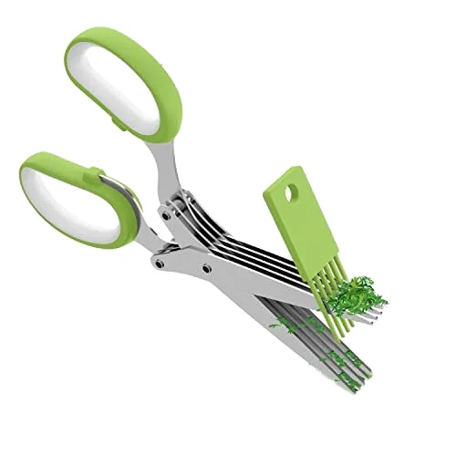 5 Blade Kitchen Herb Scissors with Comb Kitchen Accessories Multipurpose Kitchen Scissor Stainless Steel Herb Scissors