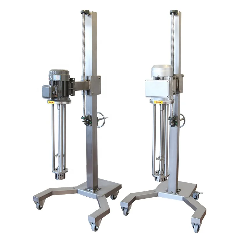 high speed  pneumatic lifting cream juice beverage emulisifier homogenizer with stand