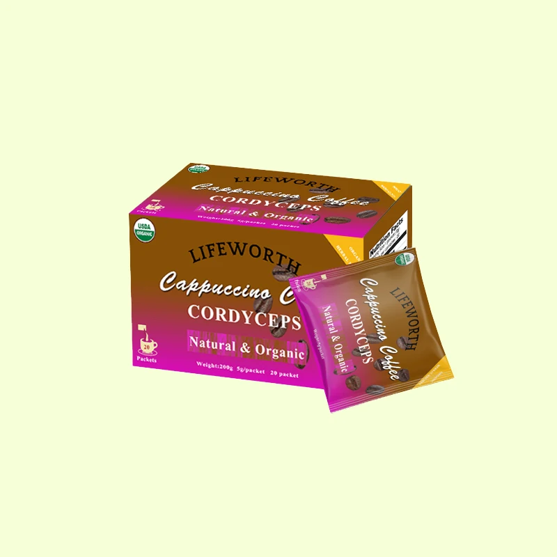 
 Органическая фирменная марка Lifeworth, мгновенный капучино, Львиная Грива, Рейши, поставщик кофе lingzhi cordyceps  