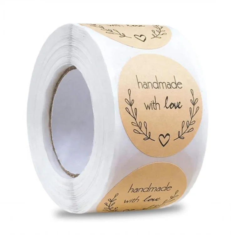Custom waterproof PVC kraft paper roll round label sticker roll