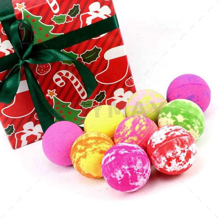 Customized christmas 9pcs colorful fizzy organic CBD bubble bath bombs gift set