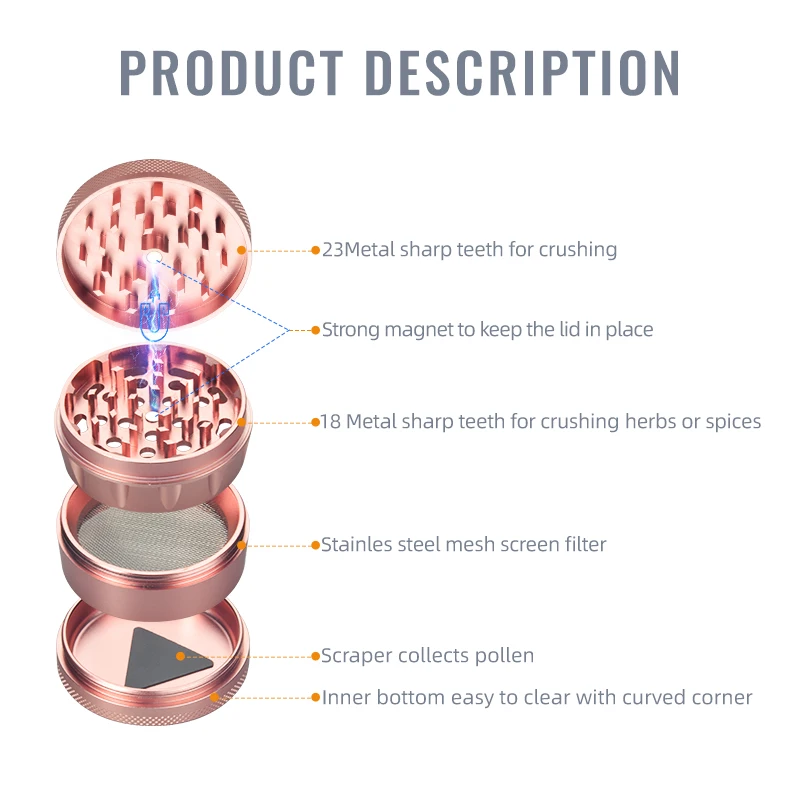 Custom other spice herb grinders tobacco smoking girly crusher metal