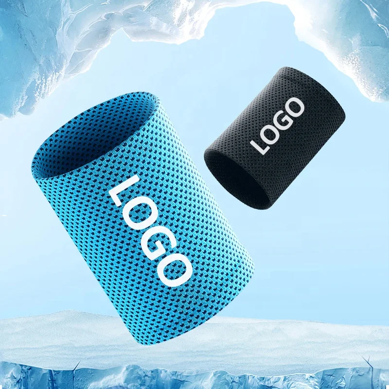 Sports workout support polyester fibre non slip sweatbands custom logo arm wrist cooling sweat bands