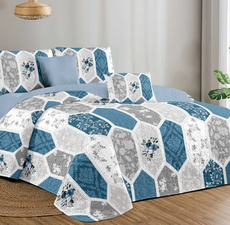 Stock Fancy Solid/Printed Ultrasonic Microfiber Bedspread/Quilt with multi- colors bedsheet bedding set