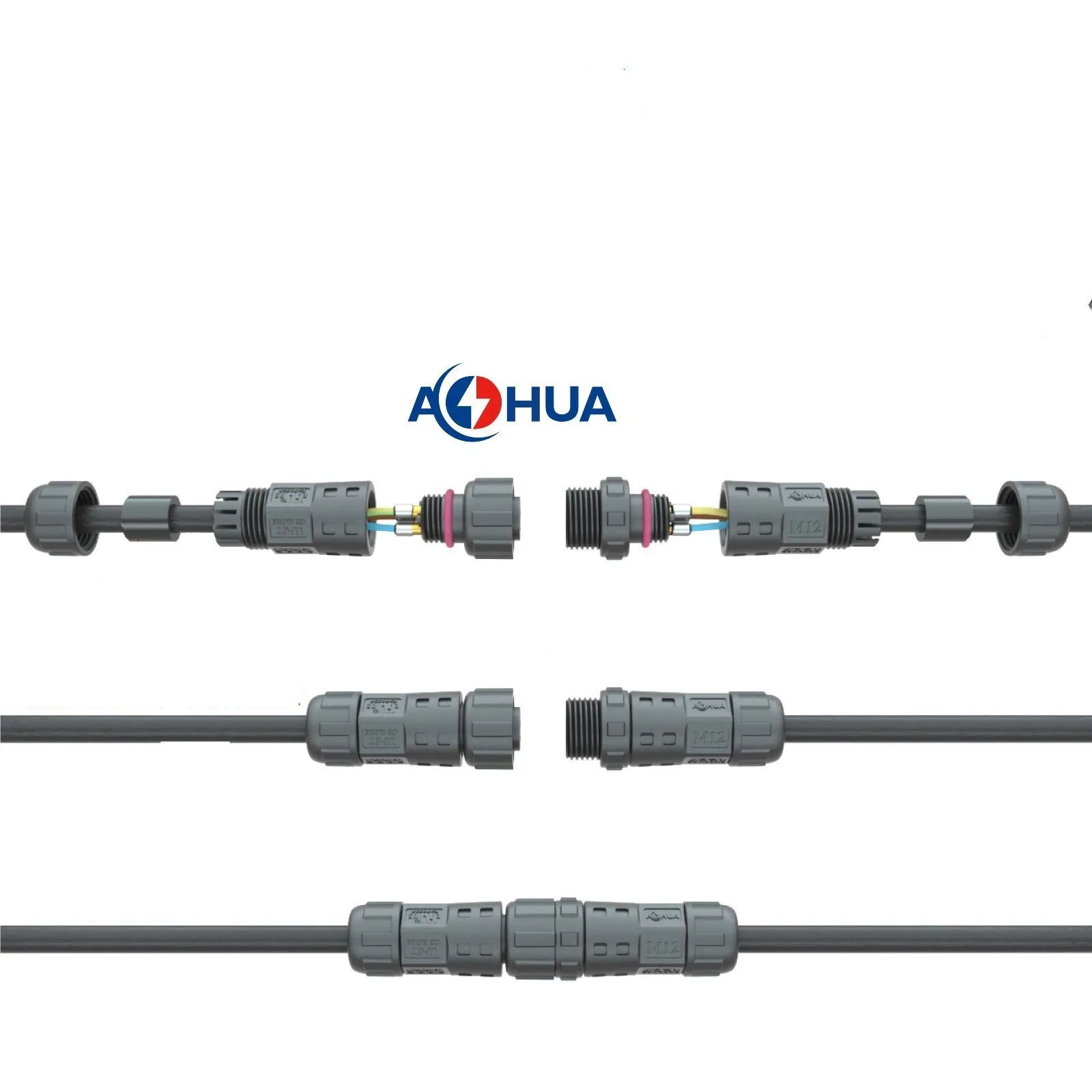 M12 Electrical Connector 300V 110V 60V Circular Assembly 2 3 4 5 Pin LED Connector IP67