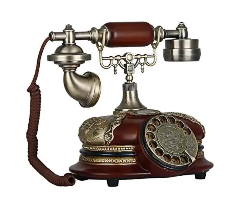 Retro Vintage Antique Style Rotary Dial Button Desk Telephone Phone Home Living Room Decor