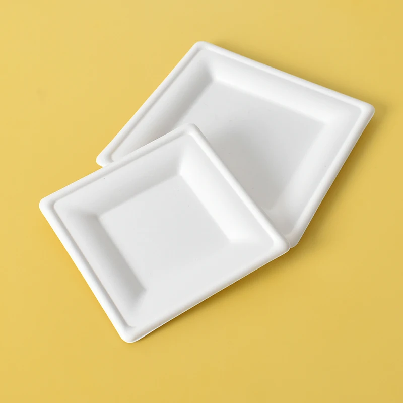 Disposable Bagasse Square New Fashion  Dishes Plates For Weddings Set  Plate Dinnerware