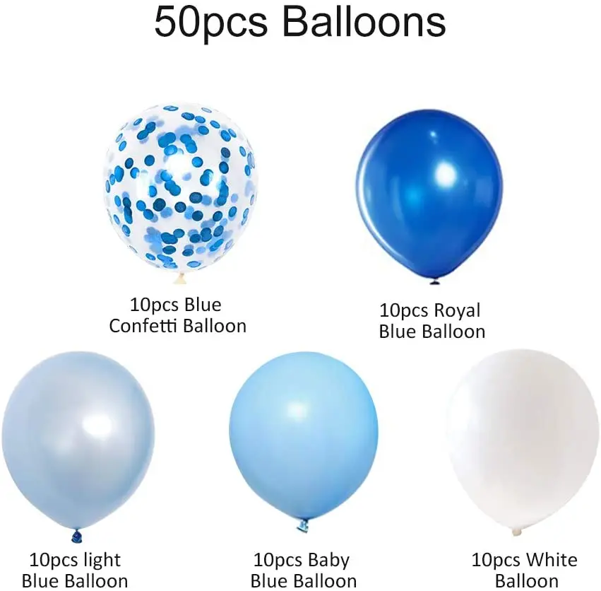 Королевский синий латексные шары с конфетти светло-голубые и белые праздничные для дня рождения свадьбы украшение вечеринки
