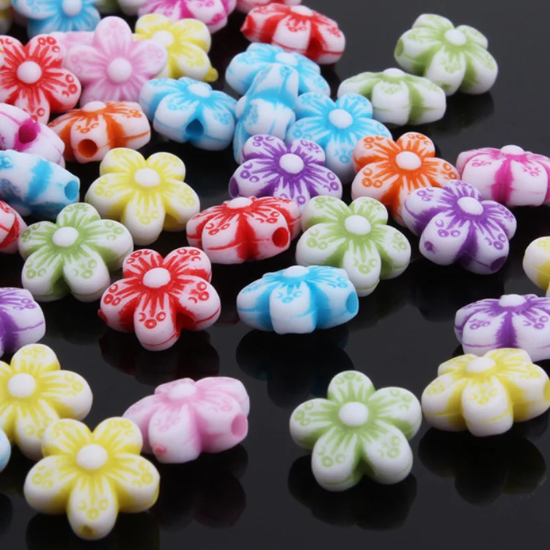 500gram per bag Acrylic Plastic Washing Color Rose  Flower Loose Beads for DIY Jewelry Making