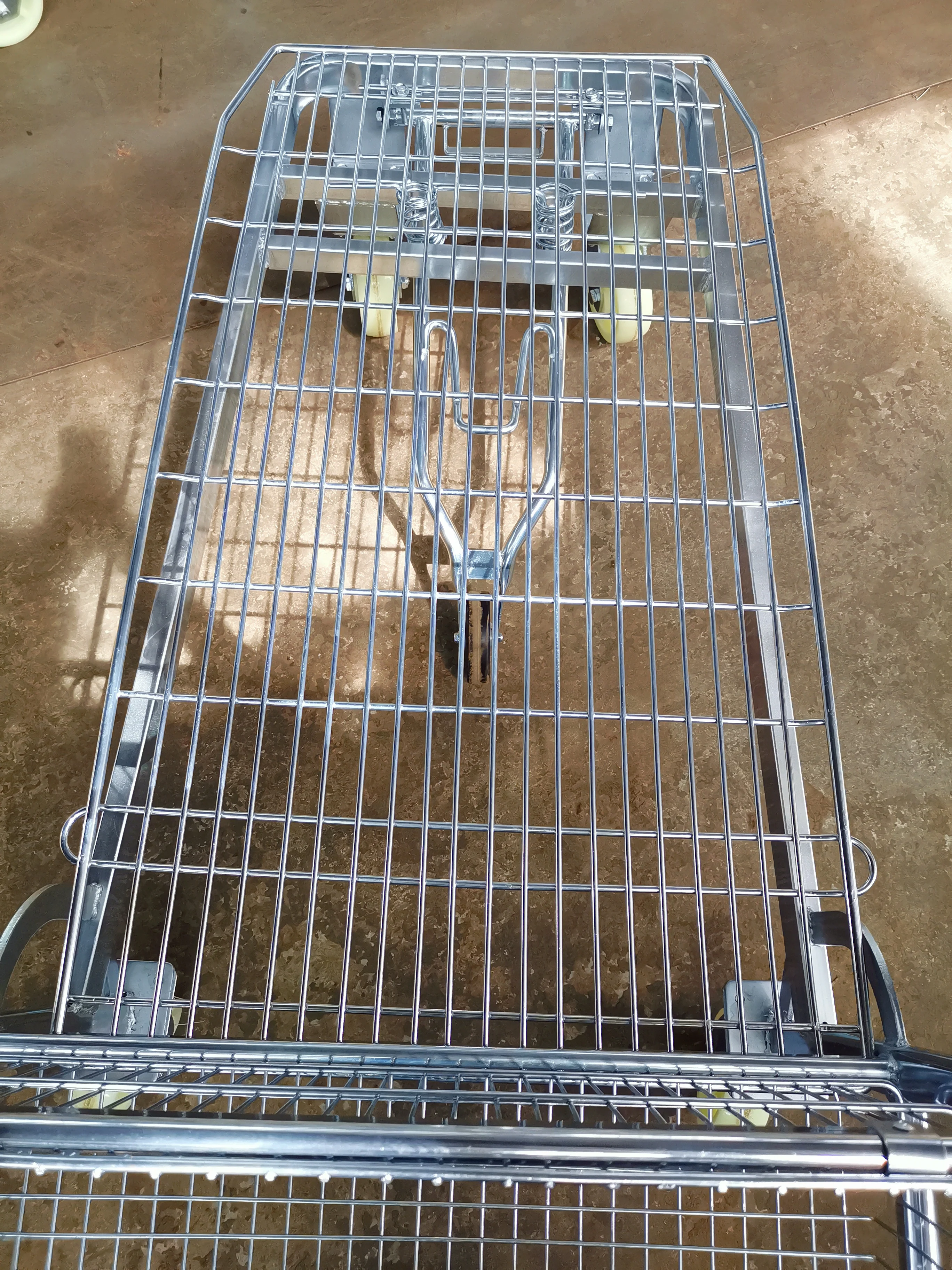 Heavy-Duty Zinc-Coated Steel Flat Trolley Cart with Wheels Portable Hand-Pull Logistic Dolly Cart Shopping Flat Platform Trolley