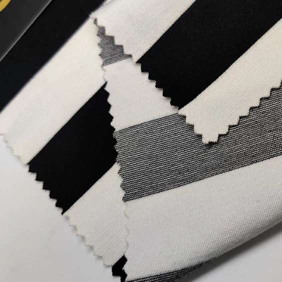 Бесплатный образец ткани для брюк из спандекса в черно-белую полоску NR Ponti Roma