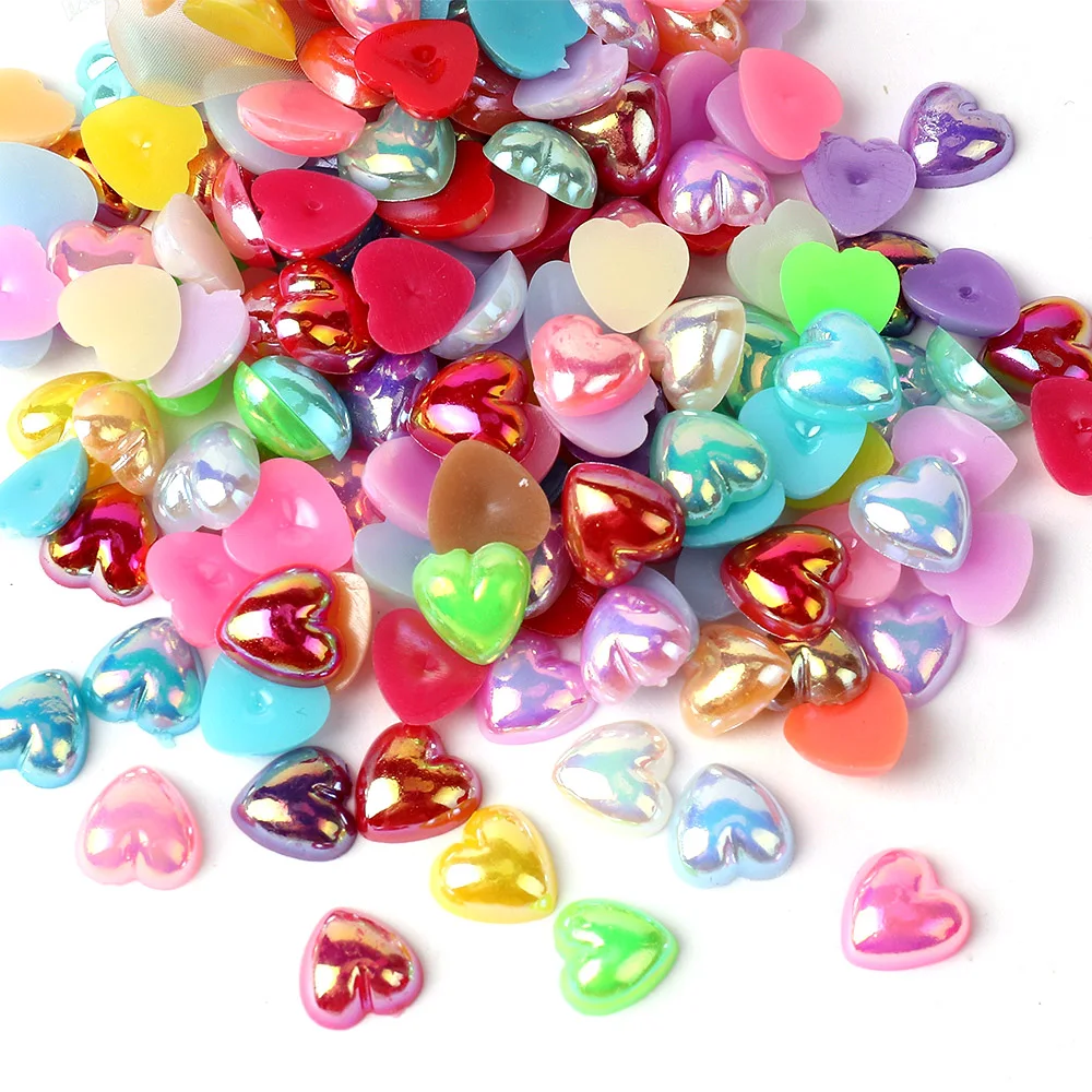 AB Color Flatback Rhinestones  Sewing Garment Beads Half Round  Heart  Pearl Beads