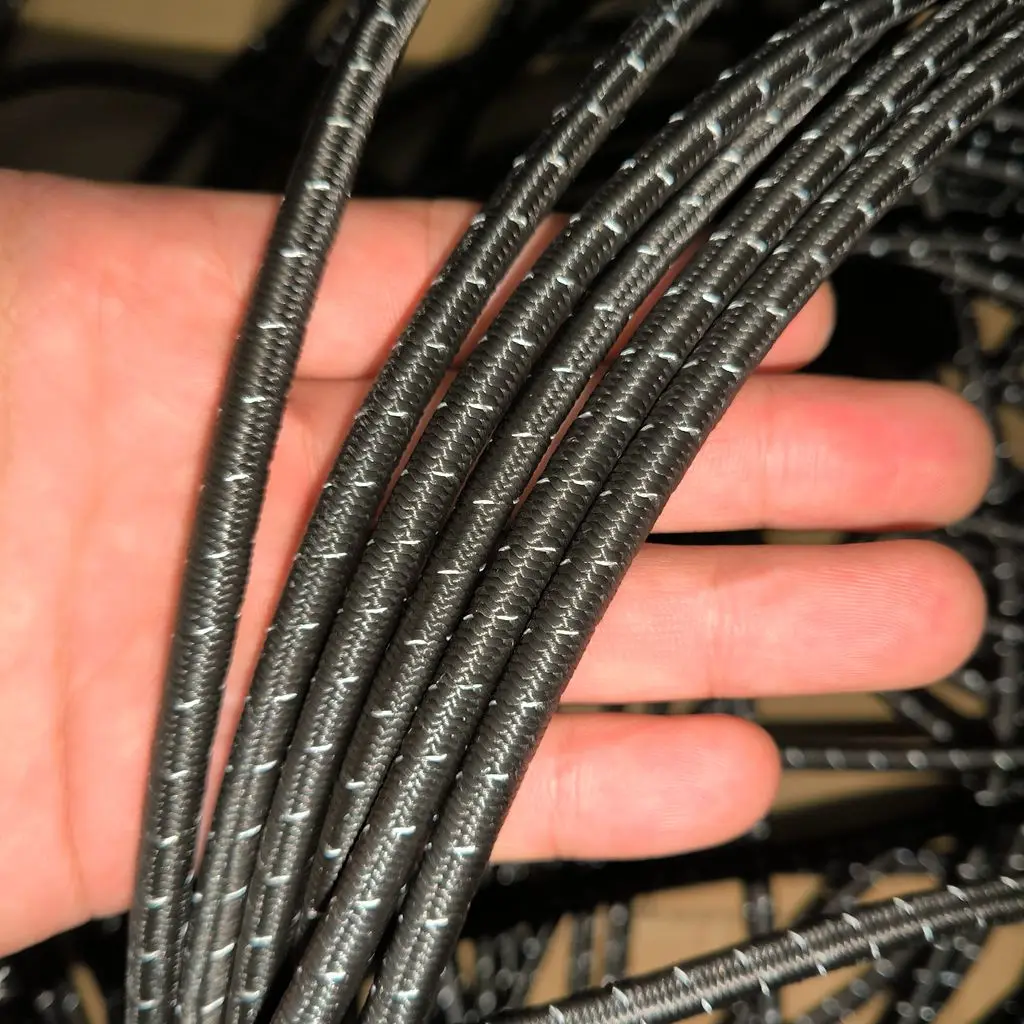 Factory wholesale 32 strand UHMWPE black reflective braided sheathed elastic rope outdoor trampoline bungee rope Lightweight