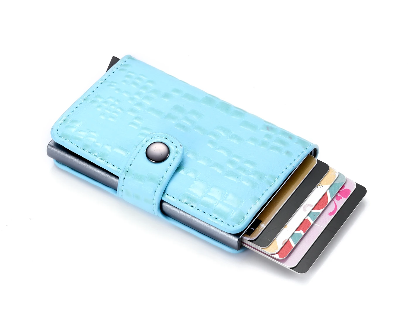 
Новинка 2020, защитный держатель для кредитных карт с защитой от радиочастотной идентификации, всплывающий бумажник из искусственной кожи, металлический жесткий алюминиевый чехол для удостоверения личности 