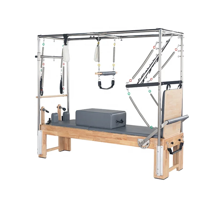 Queenlife Yoga Gym Center Balance Cadillac Combination Oak Wood Pilates Reformer Machine with full Trapeze