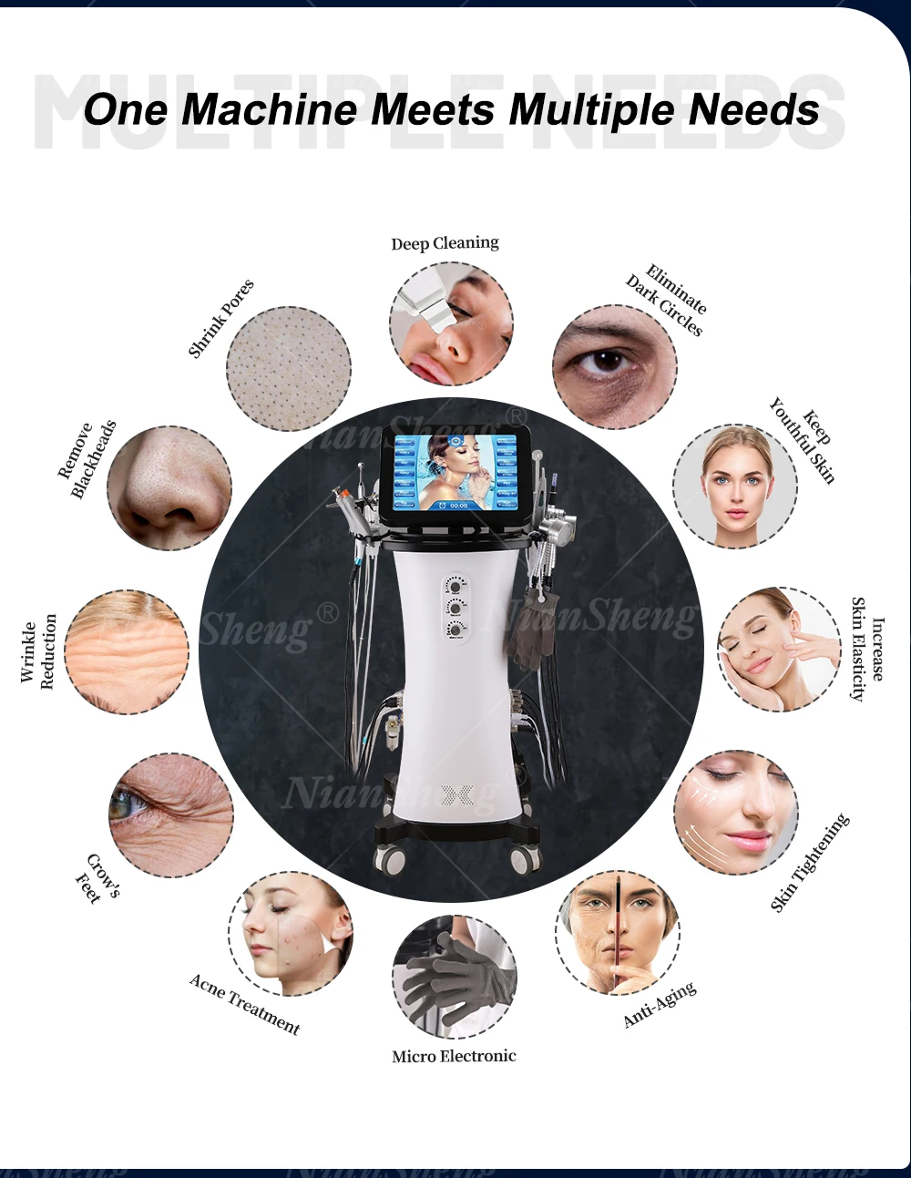Niansheng  15 in 1 New design  popular salon skincare  dermabrasion Multi-Functional Beauty hydro microdermabrasion machine
