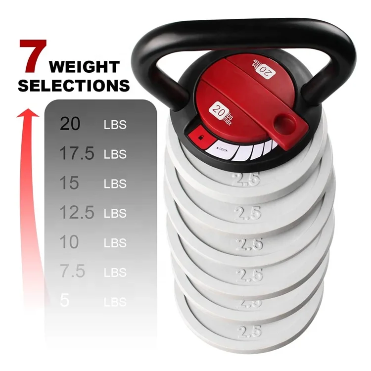 Home Gym Workout Strength Training  20LB Cast Iron Adjustable Kettlebell Weights Set