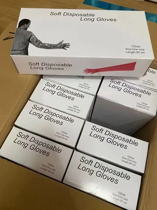 Clear Elbow-Length Disposable Full-Arm Protective Gloves with Extended Sleeve for Enhanced Shoulder Coverage