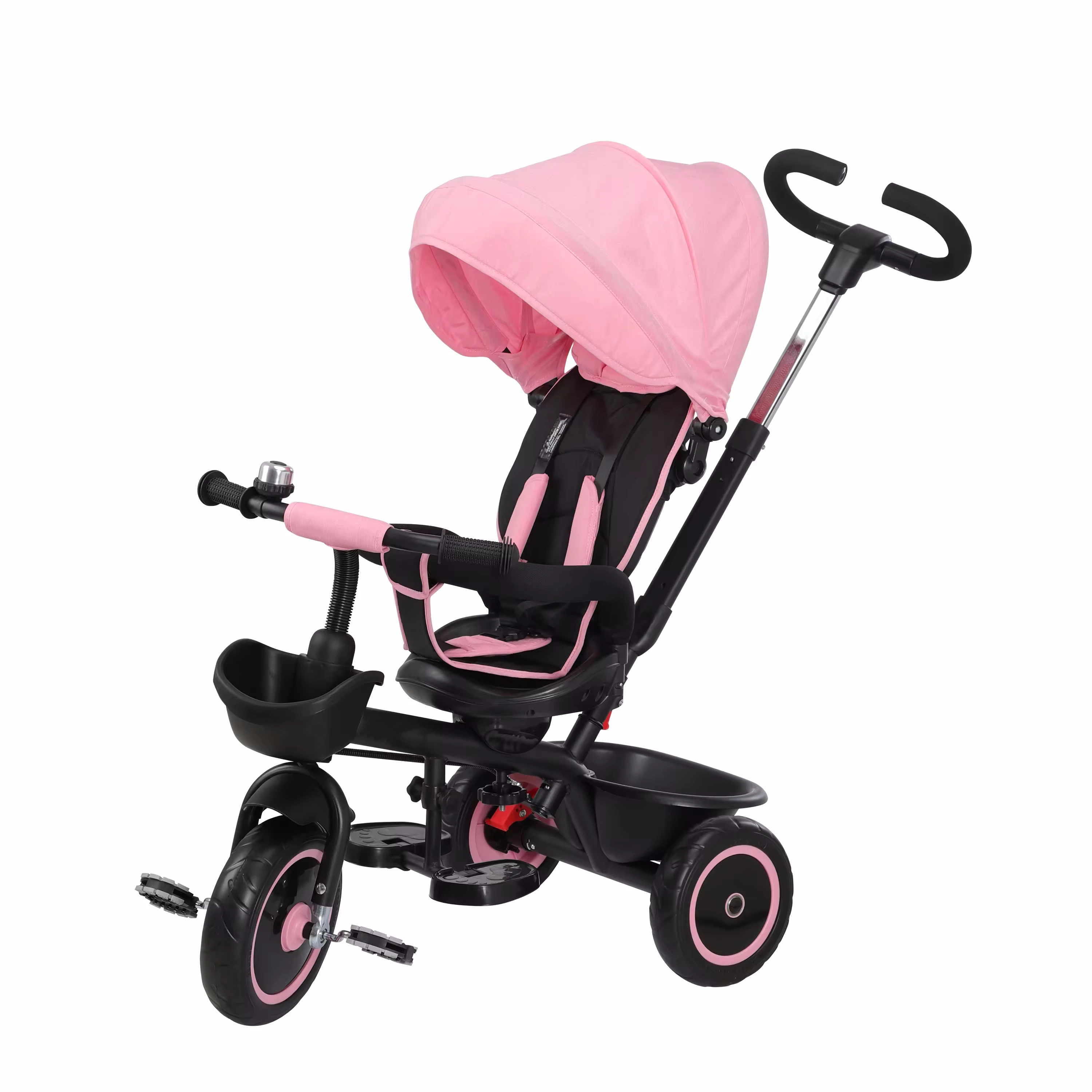 3 wheels baby stroller with folding sunshade handlebar push baby tricycle