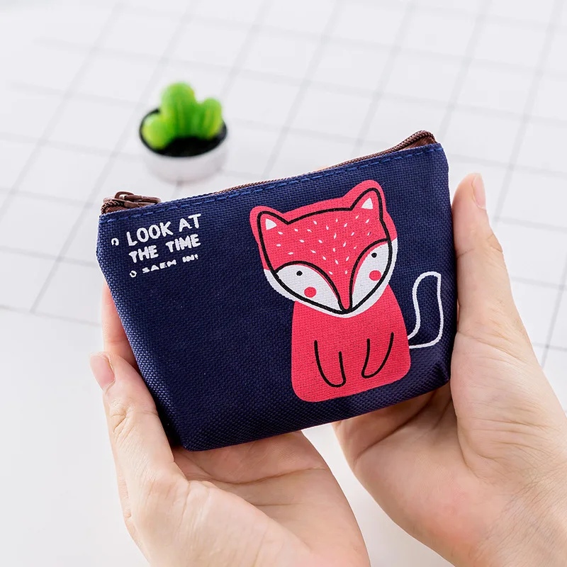 Cute Women Canvas Fabric Small Coin Purse For Women Cards Printed Mini Change Wallet Money Bag