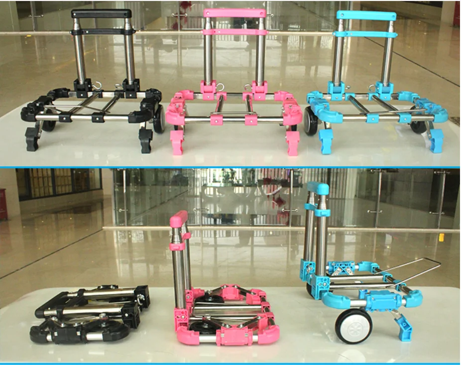 Stainless steel mini shopping grocery cart foldable portable household luggage trailer