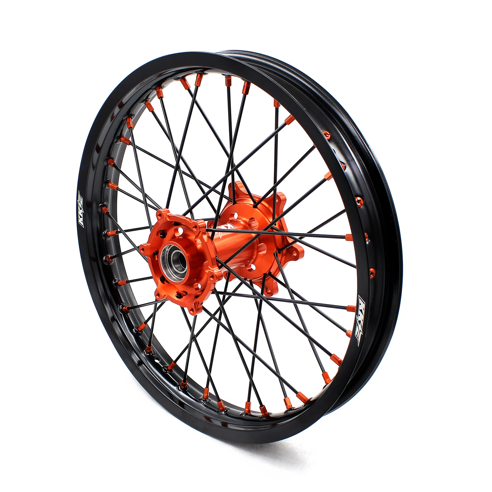 KKE Motorcycle Dirt Bike MX Enduro Wheels Fit KTM125 450 EXC SX-F Orange Hub Black Rim Orange Nipple Black Spoke