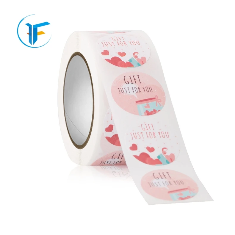 A4 glossy self adhesive round roll shipping packaging kraft paper labels thank you sticker