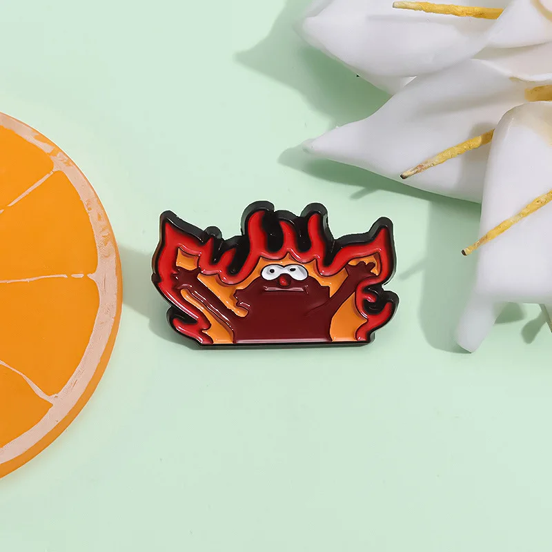 Fire Helllmo Enamel Pins Custom Cute Cartoon Brooches Lapel Badges Funny Anime Animal Jewelry Gift for Kids Friends
