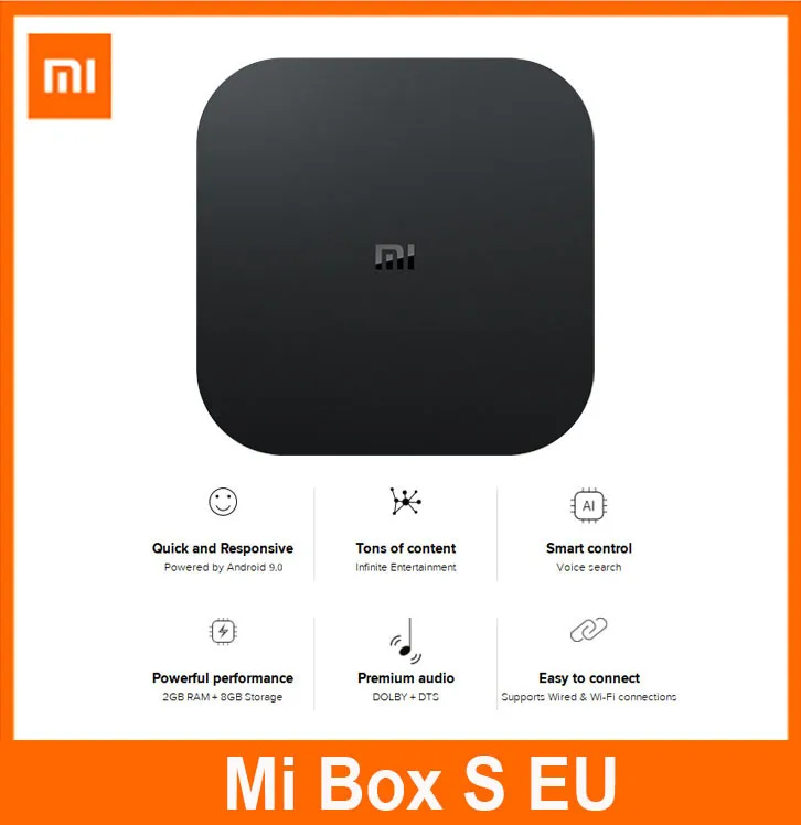  Прямая поставка глобальная версия ТВ-приставки Xiaomi Mi S 4K HDR Android TV потоковый медиаплеер и Google Assistant удаленное управление