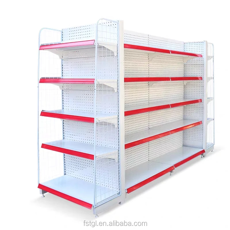 High Quality Multi Layer Shop Racks and Shelves  Perforated Hole Back Panel Cold Rolled Steel Wall Shelf for Supermarket
