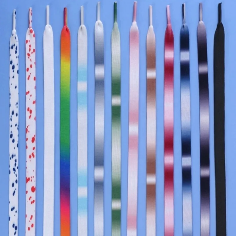 Custom colorful 3-8mm polyester Cotton elastic thick width 50-200 cm length flat shoelaces for sneakers