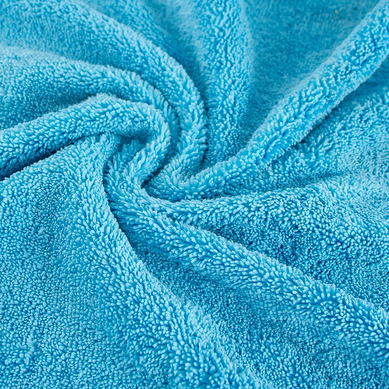 Microfiber Dual Pile Fabric Terry Cloth in Blue For Auto and Pet Dryer, Soft Fabric Long Piles