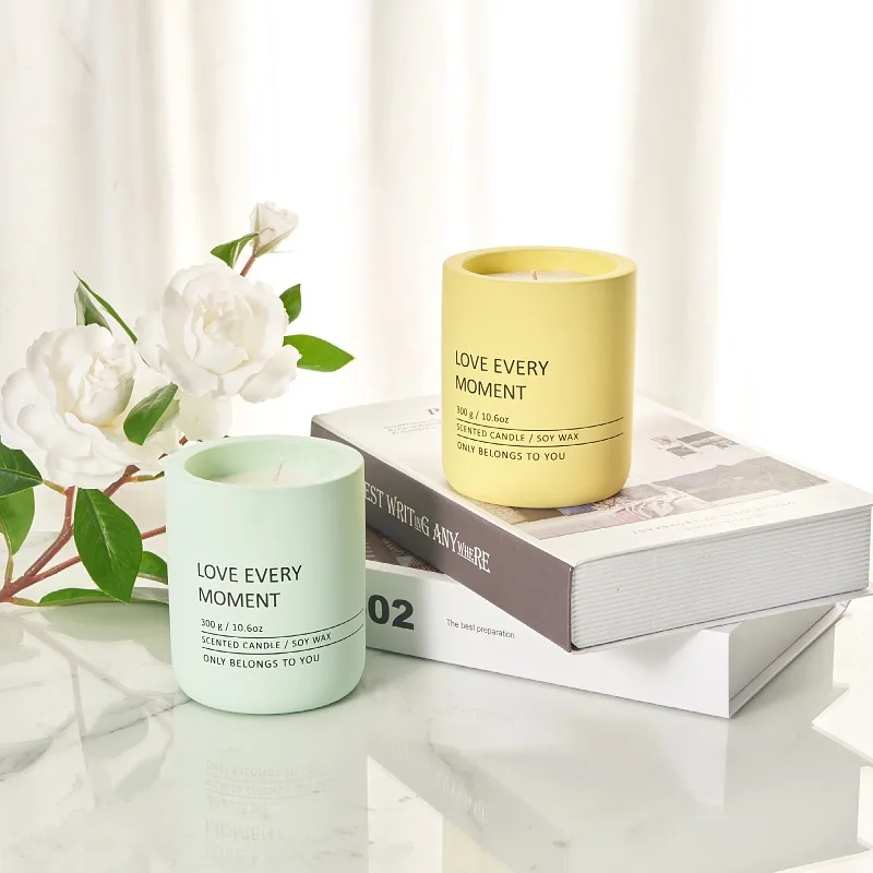 Wholesale Private Label Modern Ceramic Embossed Glass Cup Holder Vessel Jar Scented Candle