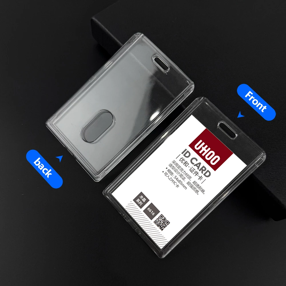 UHOO 6616 Convenient Organization Name Badge Lanyard Holder PVC Acrylic ID Card Cover ABS PP Material Badge Holder Accessories