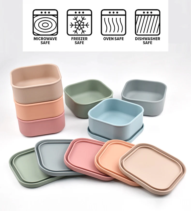 2024  Microwave Safe Silicone Kids Wholesale Silicone Baby Bento Lunch Box
