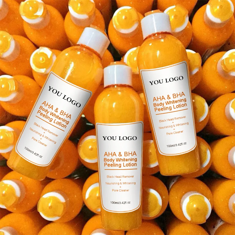 Most Effective AHA BHA body peeling lotion knuckles removing dead skin whitening organic orange peeling lotion