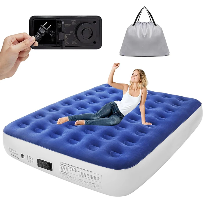 Hypo-Allergenic Luxury Outdoor Home Automatic Inflatable Bed Mattress Air Bed With Built In Pump Air Mattress