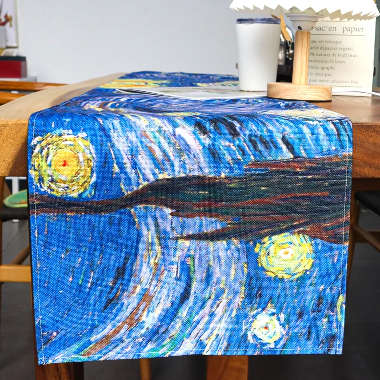 custom printing linen table runner and placemat set table runner for weddings party