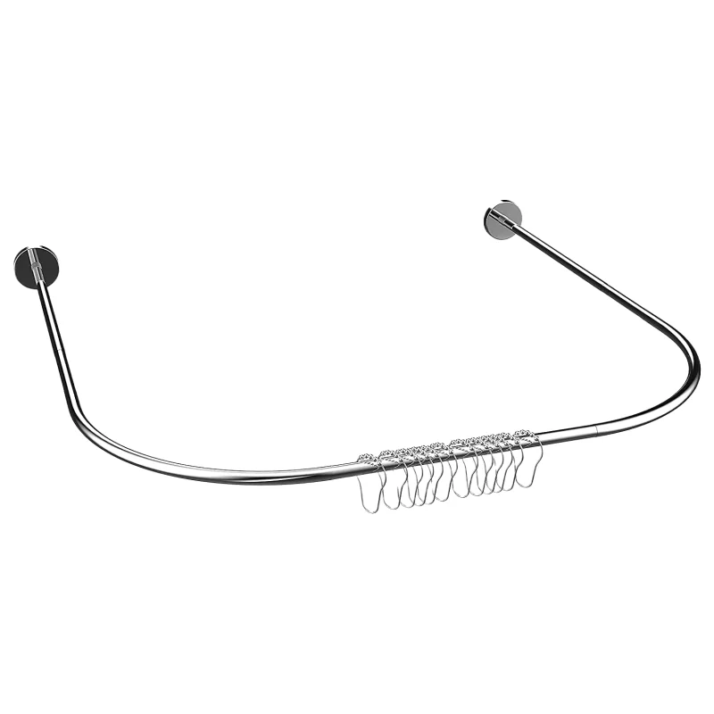 OEM Bath Curtain Rail Adjustable Stainless Steel U Shaped Curtain Rod For Bathroom Clothing Store