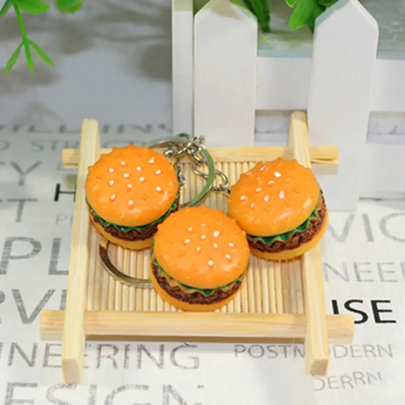 Burger keychain cartoon burger creative simulation food bread french fries holiday small gift online shop giveaway