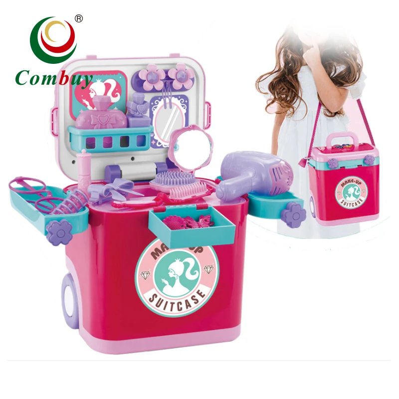 Makeup suitcase play set kids dressing table dress up toy