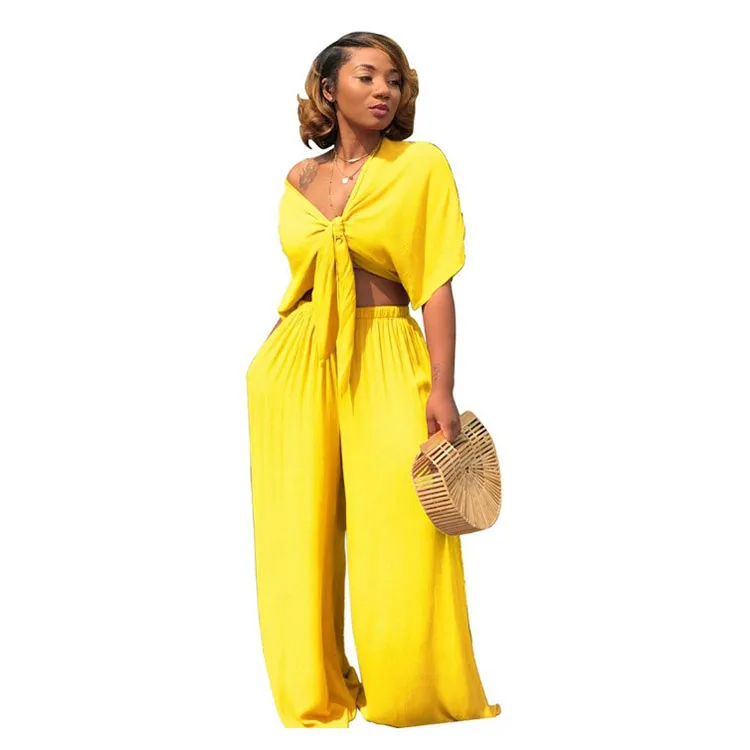 
Latest Design Two Piece Set Women Wide-Legged Pants Clothing Loose Clothes For Women Jumpsuit 