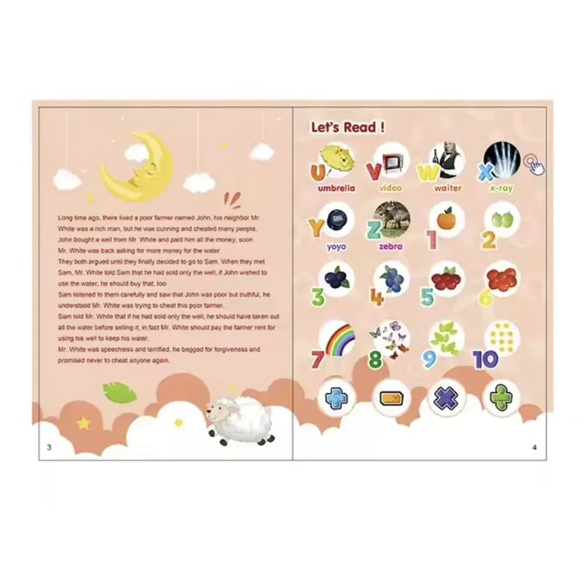 QW Giraffe Language Talking Dictionary Touch Sound Books for Early Learning Educational Toy Audio Books English Plastic Material