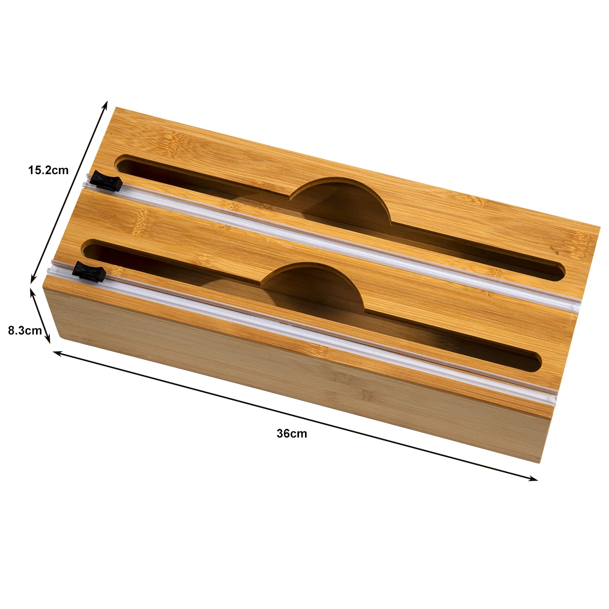 Wholesale Bamboo Aluminum Plastic Wrap Organizer and Tin Foil Dispenser with Cutter and Roller Foil