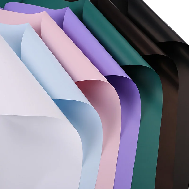 Hot selling high quality double sided two color flower wrapping paper matte waterproof bouquet florist supplies