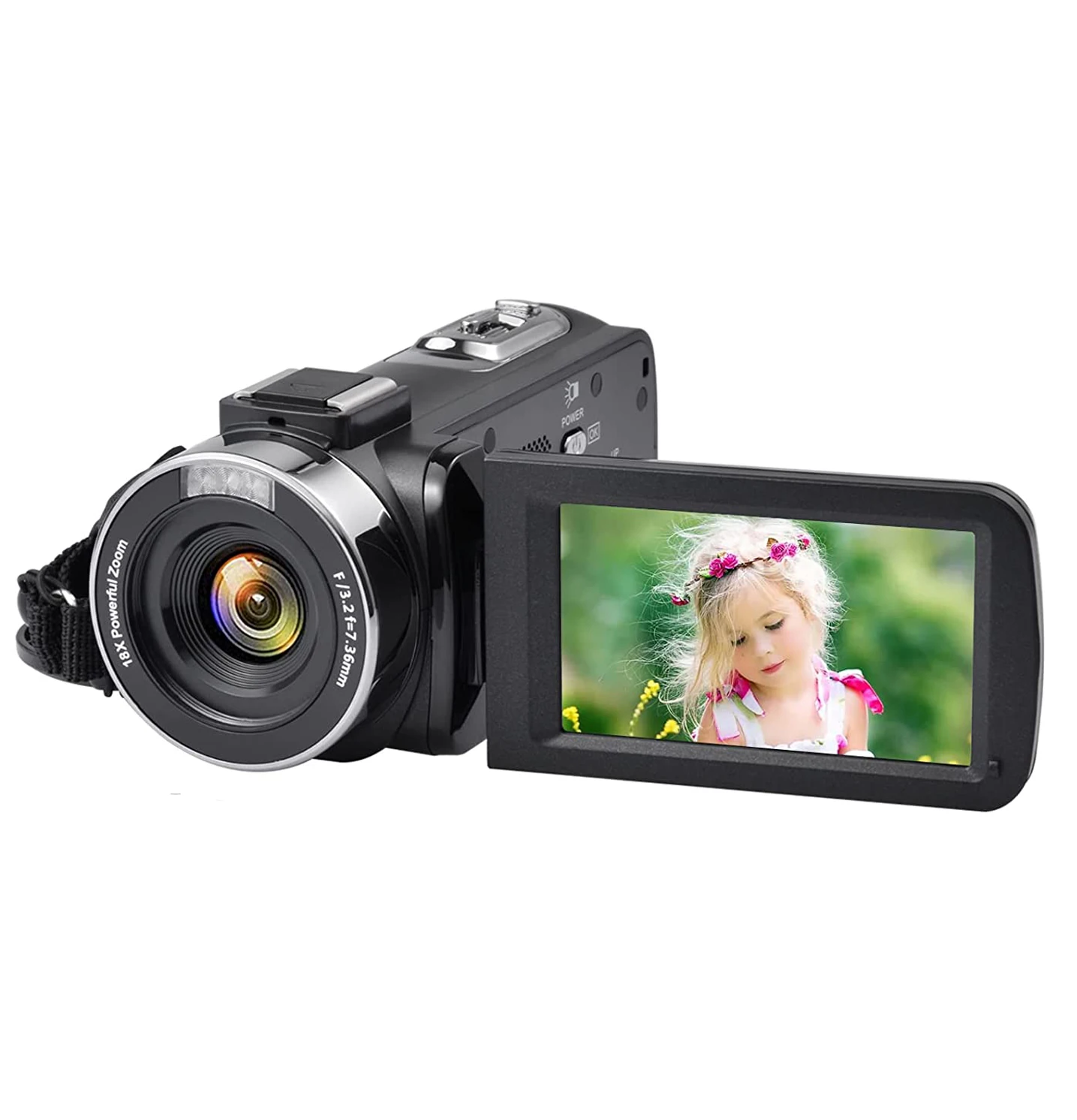4K Video Camera 48MP 16X Digital Zoom Cameras Vlogging Camera for YouTube 3.0Inch 270 Degree Flip Screen Camcorder