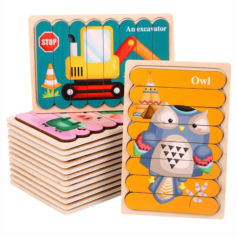Hot sale early education strips story wooden toddler puzzles wooden puzzle toy wooden puzzles for kids