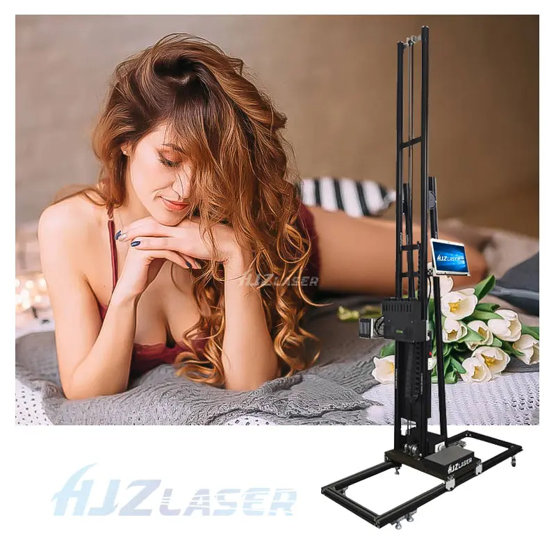 Small Vertical UV CMYKW DX7 Double Head Wall Printer 3d Wall Painting Machine Printing Machine With Ups Battery
