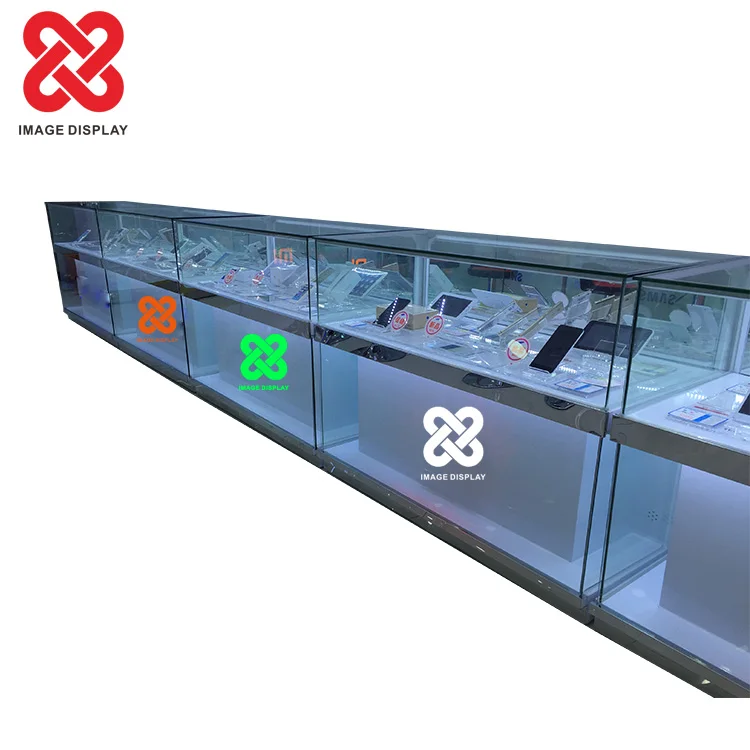 New Arrival mobile phone display showcase Luxury Smart phone  cabinet glass show case